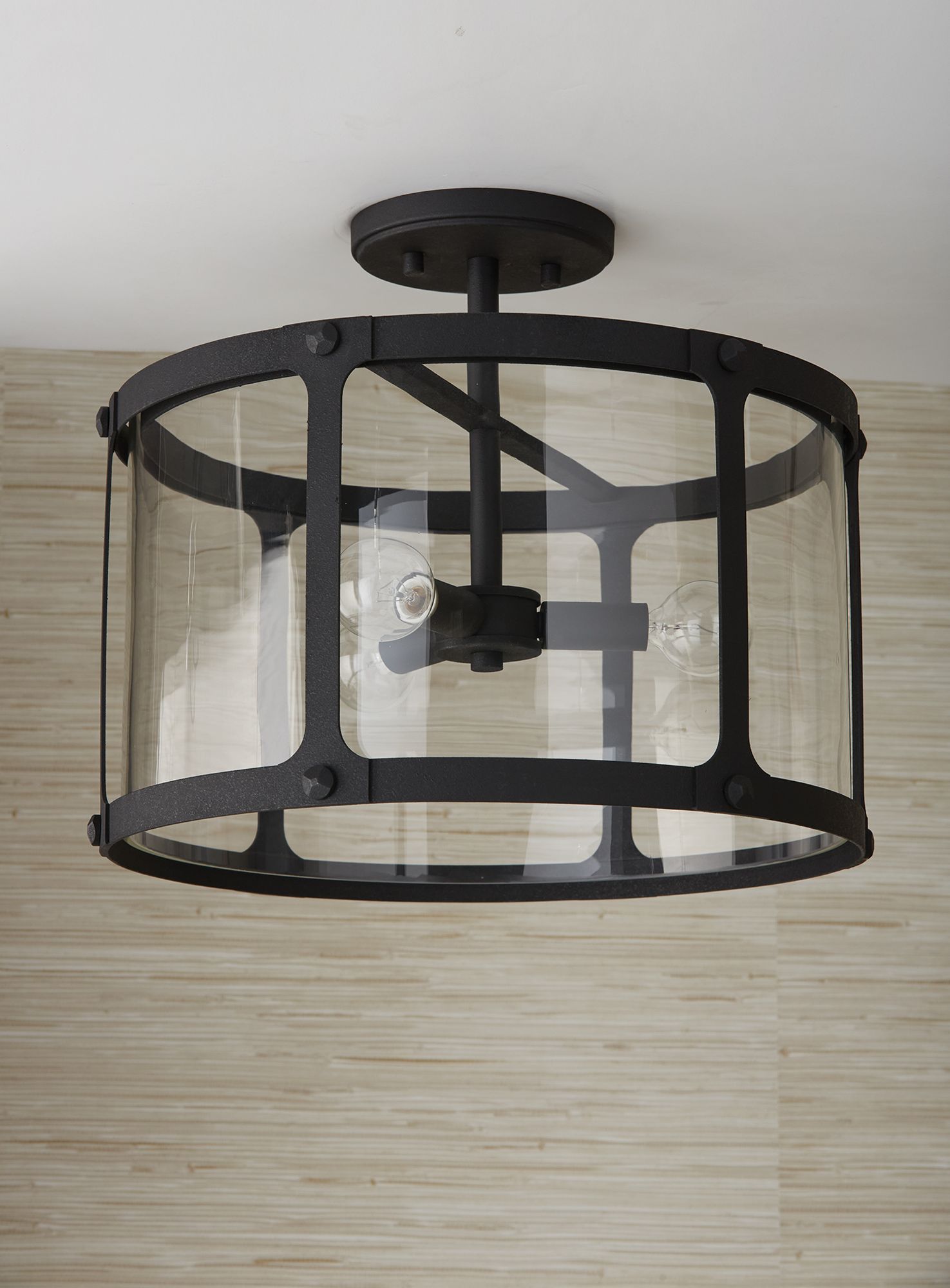 Image 4 Capital Lighting Brennen 3 Light Semi Flush 15" Black Iron more views
