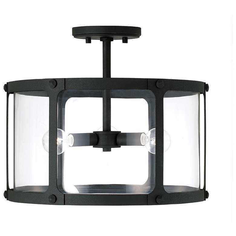 Image 2 Capital Lighting Brennen 3 Light Semi-Flush Black Iron
