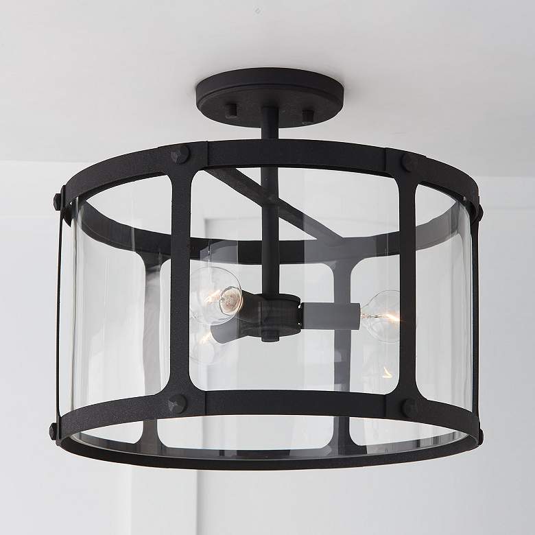 Image 1 Capital Lighting Brennen 3 Light Semi-Flush Black Iron