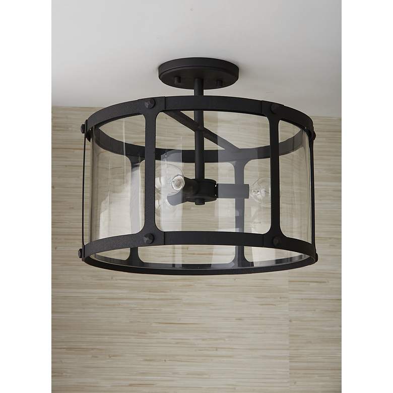 Image 5 Capital Lighting Brennen 3 Light Semi-Flush Black Iron more views