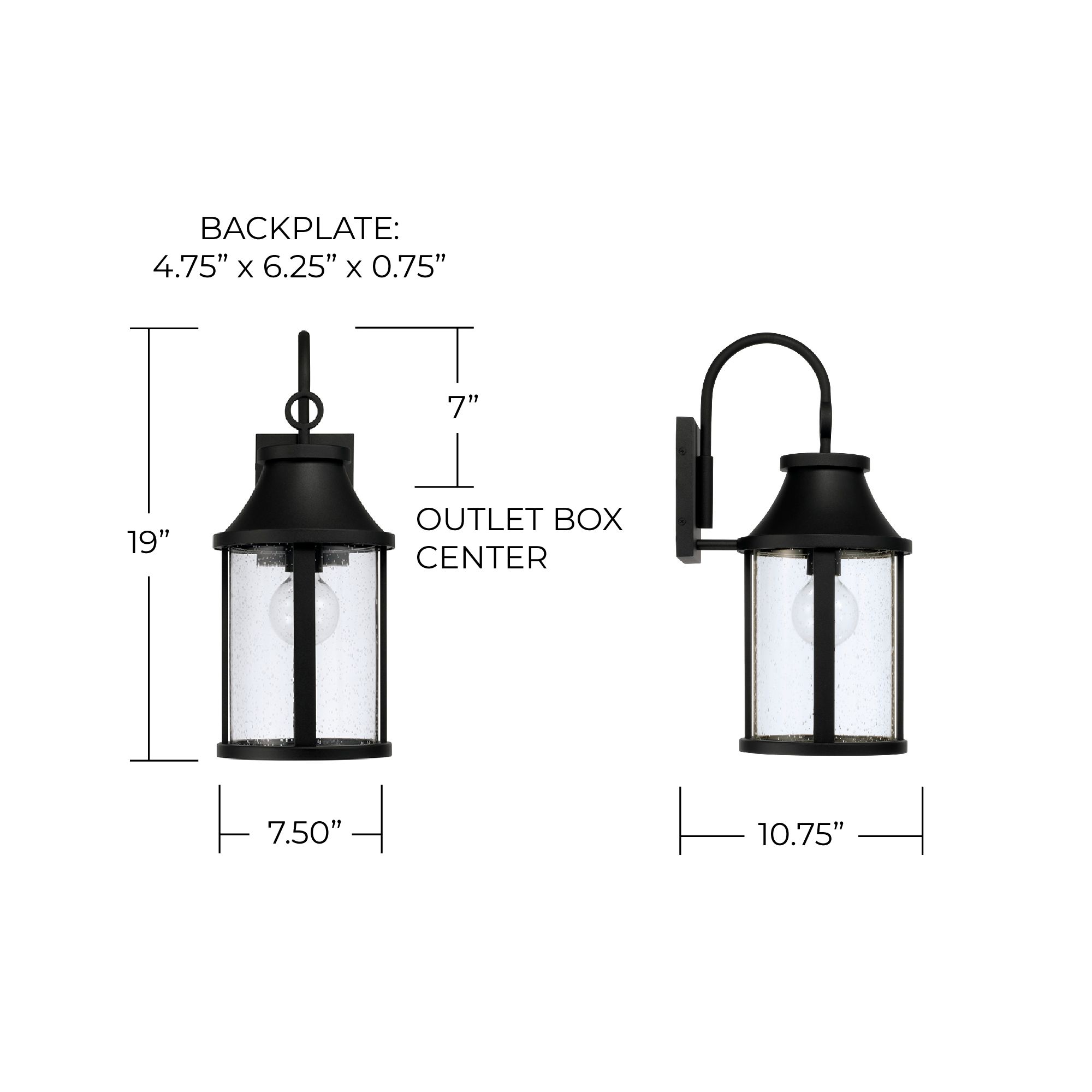 Image 6 Capital Lighting Bridger 1 Light Outdoor Wall Lantern 7.5" Black more views