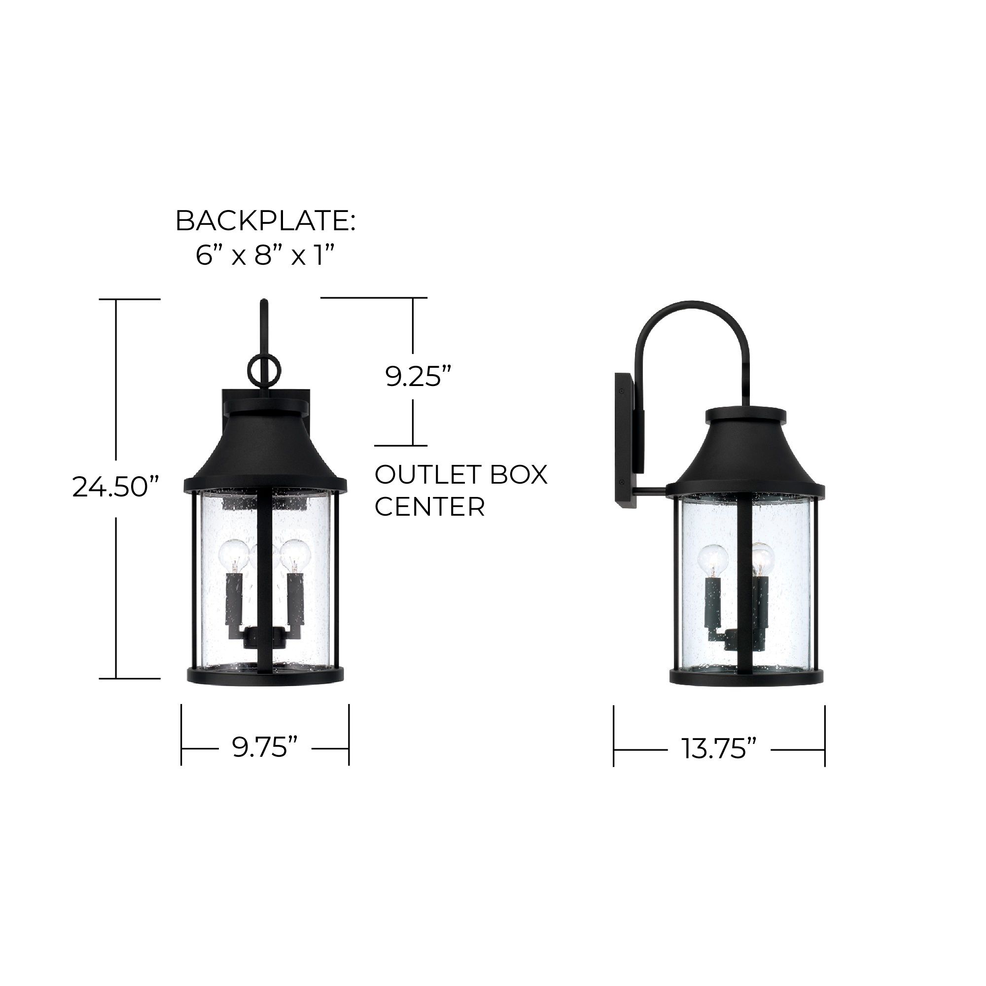 Image 6 Capital Lighting Bridger 3 Light Outdoor Wall Lantern 9.75" Black more views