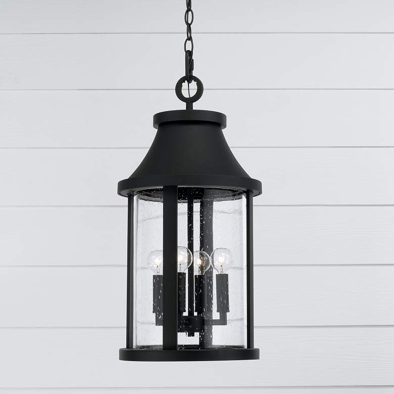 Image 1 Capital Lighting Bridger 4 Light Outdoor Hanging Lantern 11.5" Black