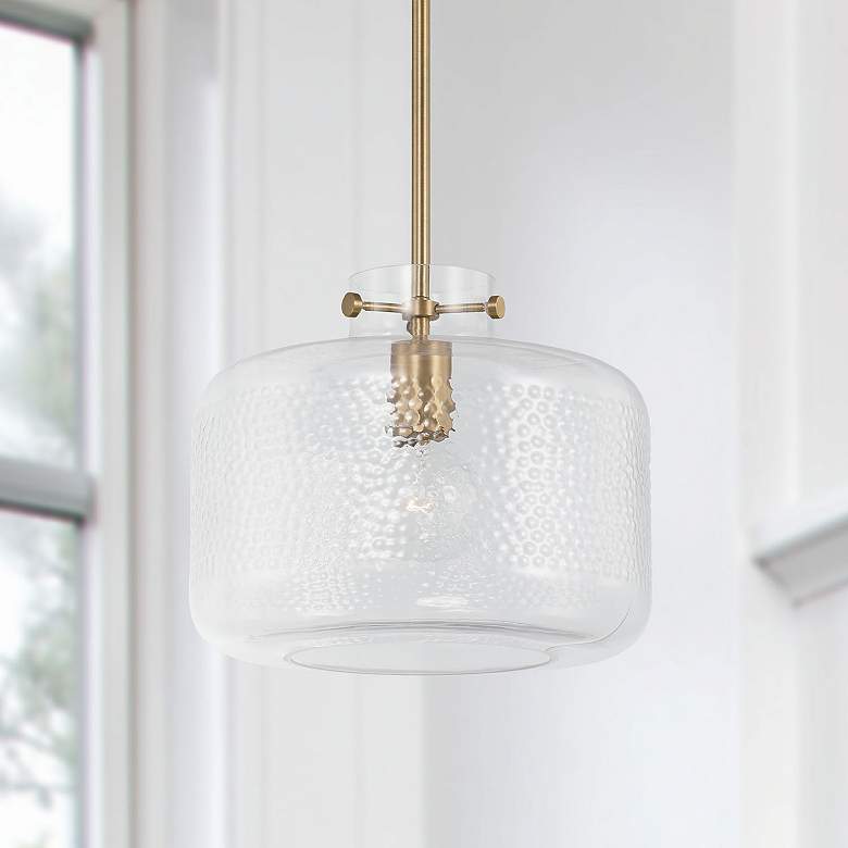 Image 1 Capital Lighting Brighton 1 Light Pendant Aged Brass