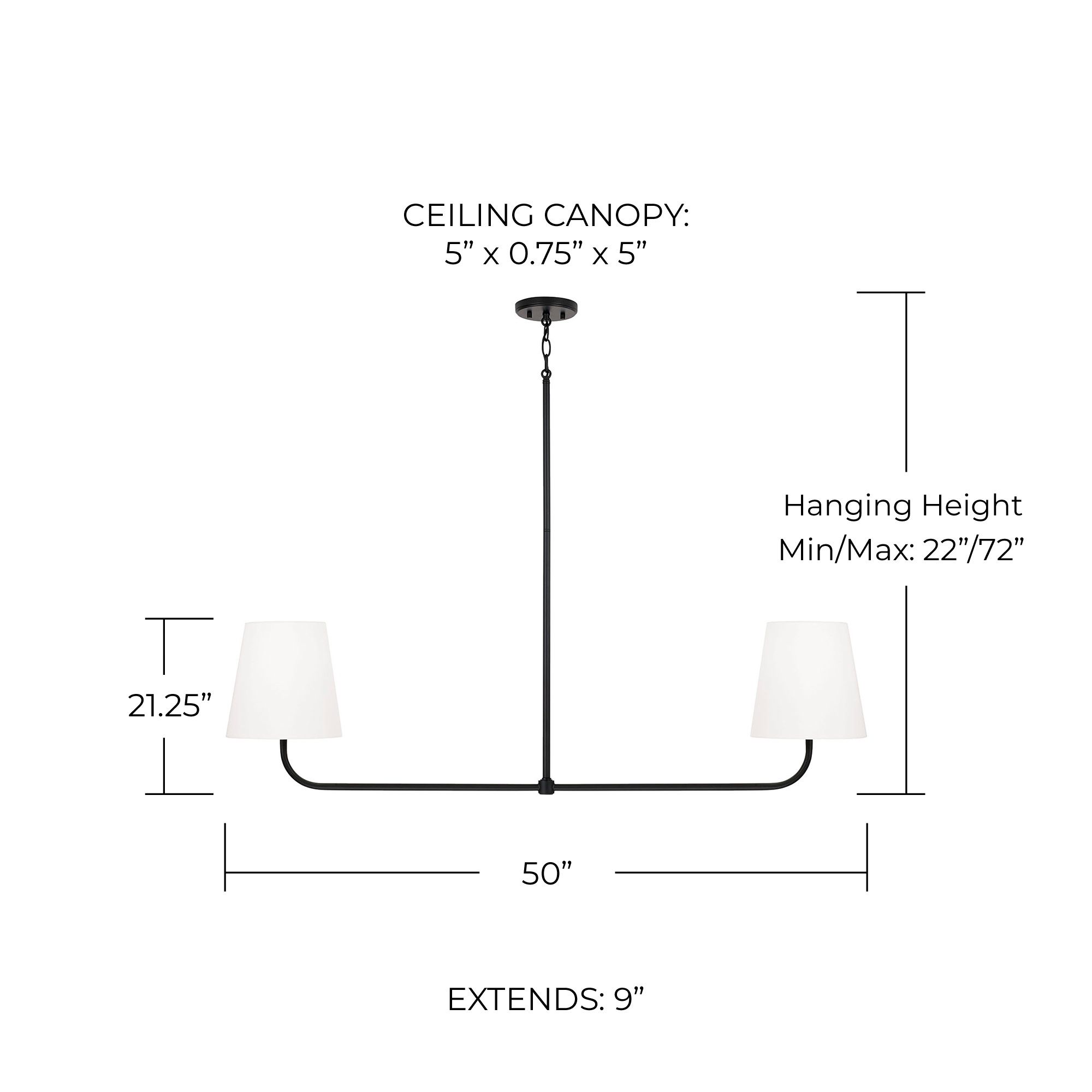 Image 5 Capital Lighting Brody 2 Light Linear Chandelier 50" Matte Black more views