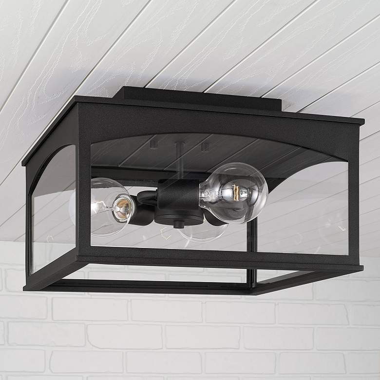 Image 1 Capital Lighting Burton 3 Light Outdoor Flush mount 14" Black