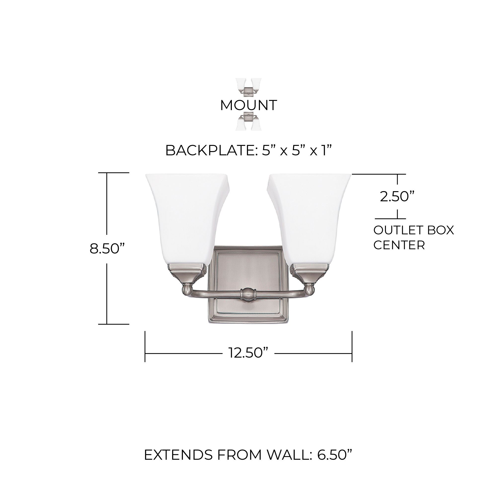 Image 3 Capital Lighting Cade 2 Light Vanity 12.5" Brushed Nickel more views
