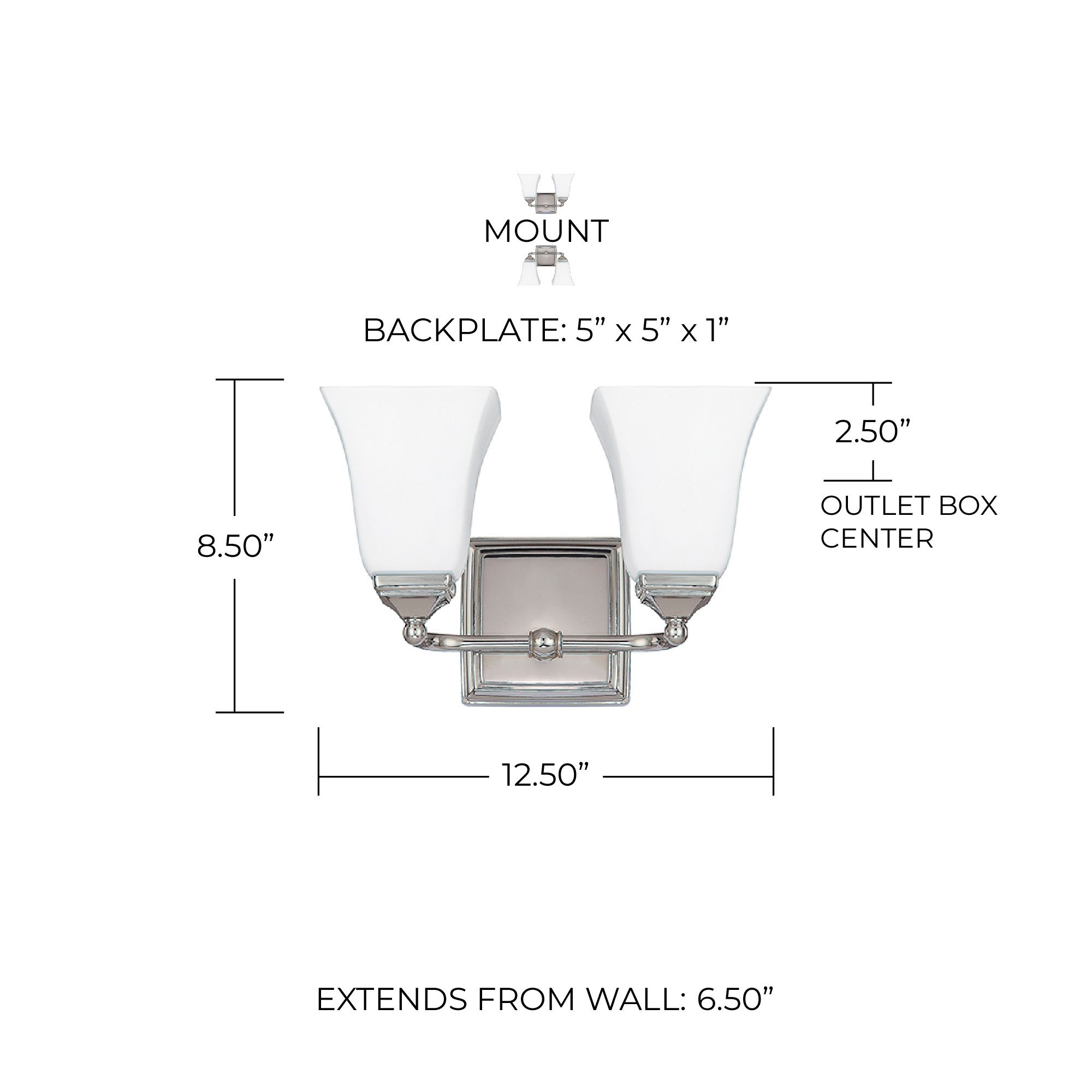 Image 3 Capital Lighting Cade 2 Light Vanity Polished Nickel more views