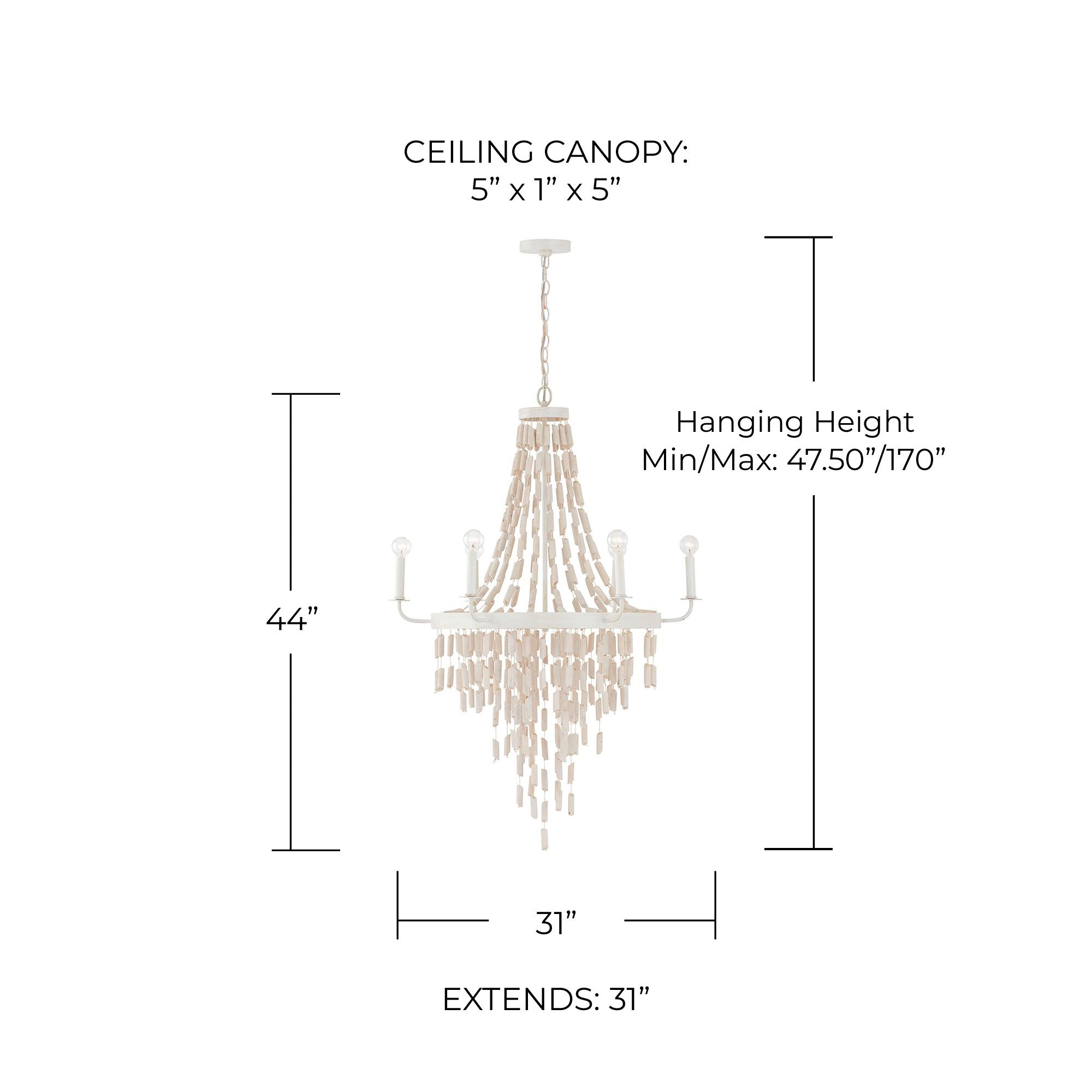 Image 6 Capital Lighting Carissa 6 Light Chandelier 31" Organic White more views