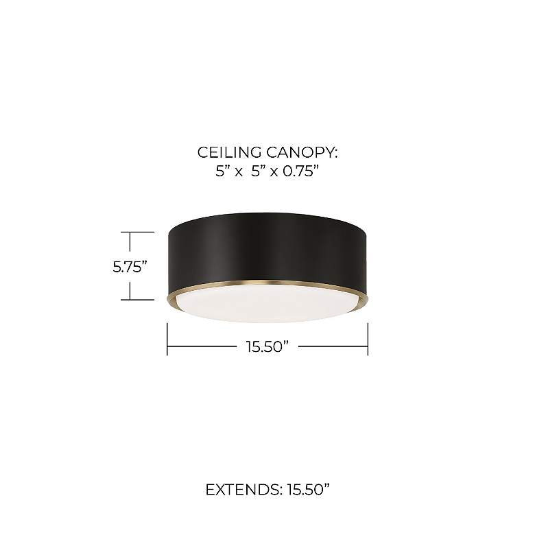 Image 6 Capital Lighting Carlton 3 Light Flush 15.5" Matte Brass and Black more views