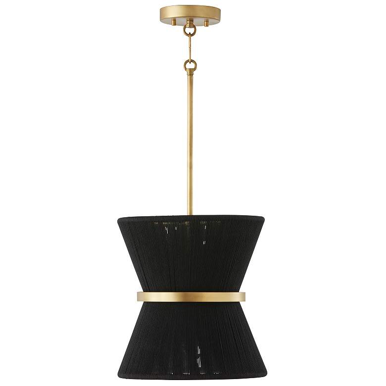 Image 1 Capital Lighting Cecilia 1 Light Pendant Black Rope and Patinaed Brass