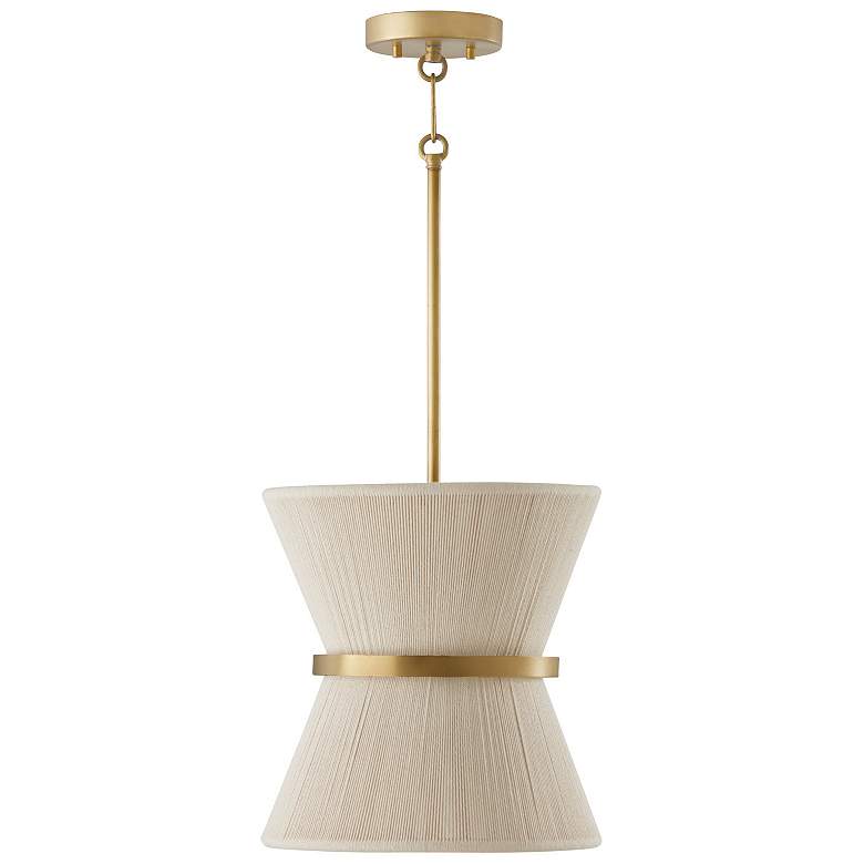 Image 1 Capital Lighting Cecilia 1 Light Pendant Bleached Natural/Patinaed Brass