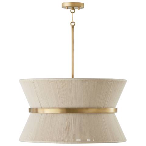Cecilia 24.5" 8-Light Brass & Rope Modern Pendant