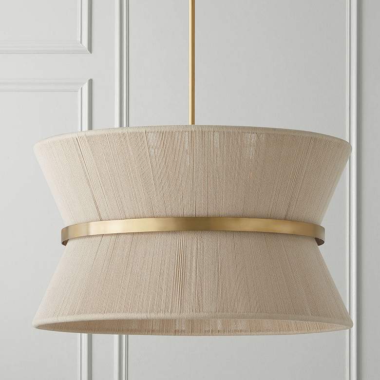 Image 1 Capital Lighting Cecilia 24.5" 8-Light Brass and Rope Modern Pendant