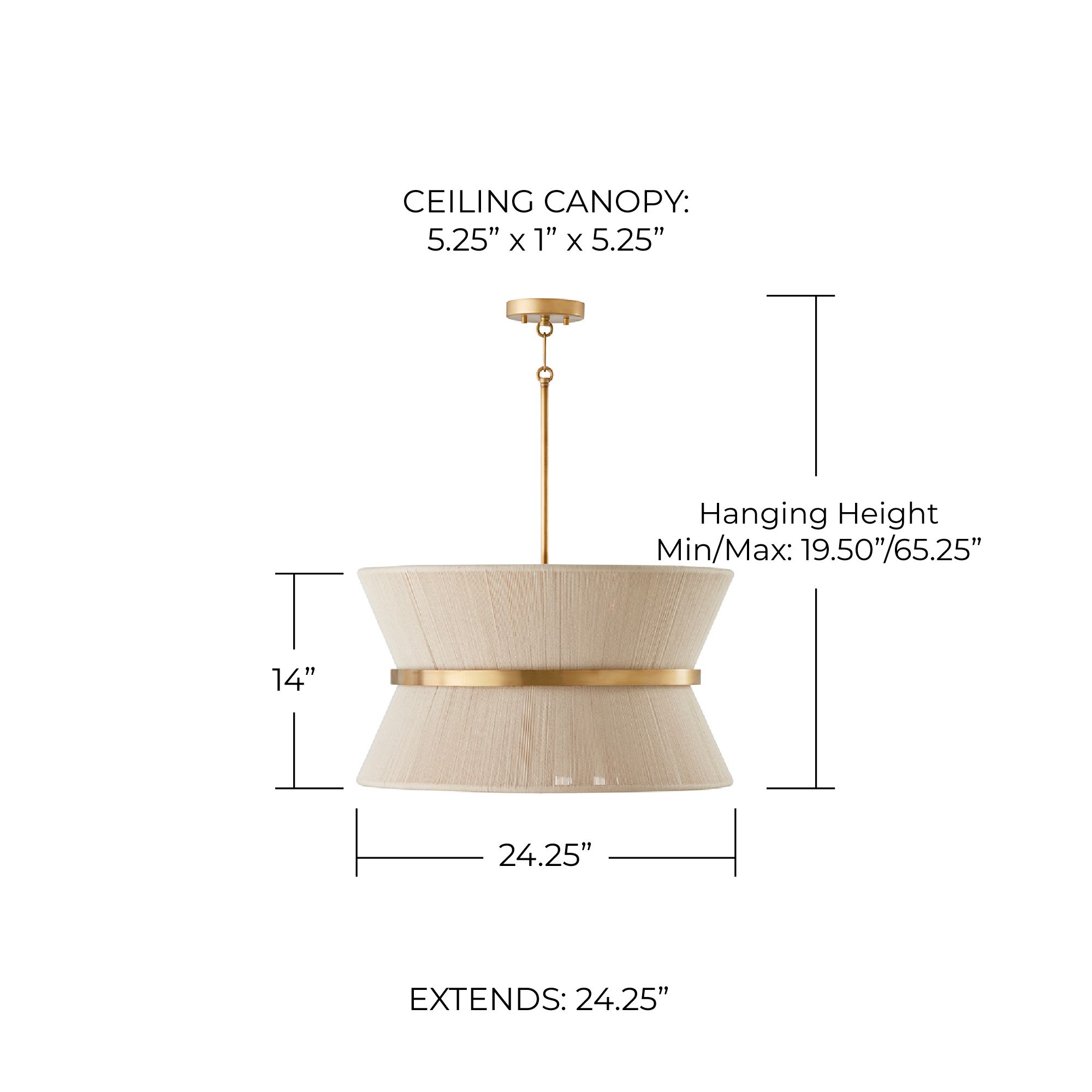 Image 5 Capital Lighting Cecilia 24.5" 8-Light Brass and Rope Modern Pendant more views