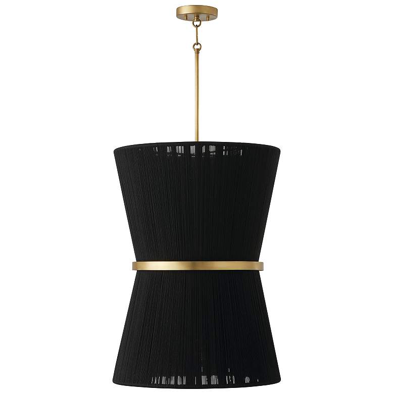Image 1 Capital Lighting Cecilia 6 Light Foyer Black Rope and Patinaed Brass