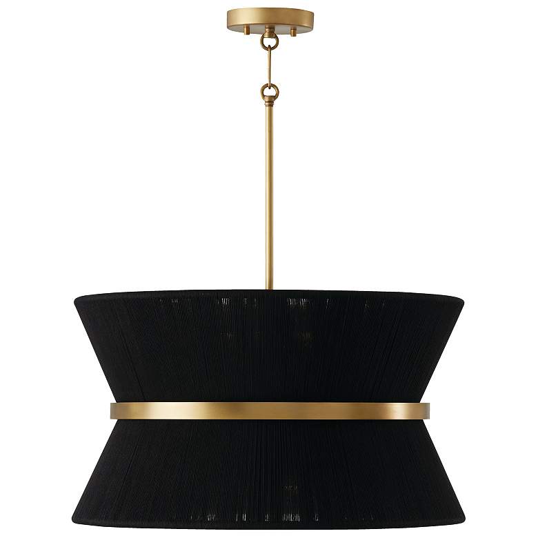 Image 1 Capital Lighting Cecilia 8 Light Pendant Black Rope and Patinaed Brass