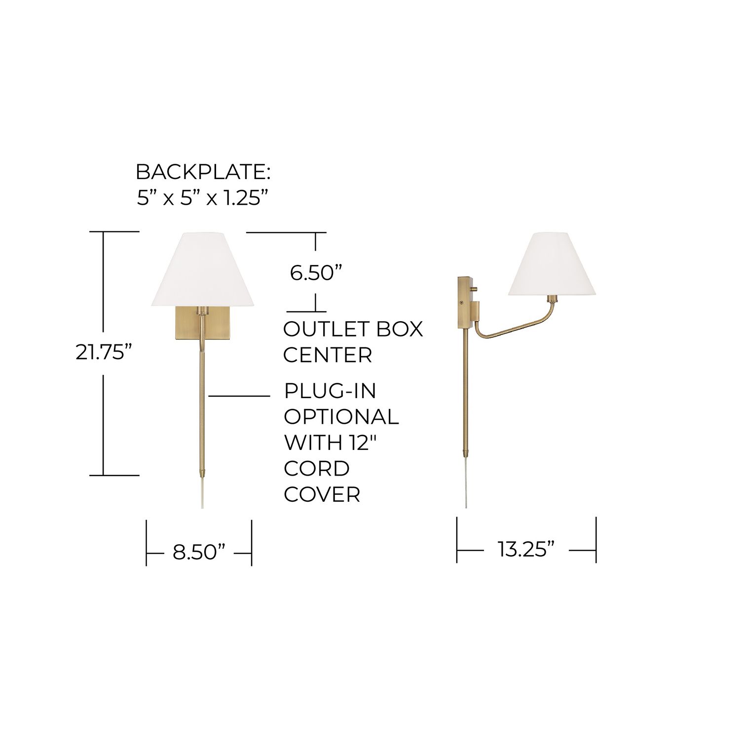 Capital Lighting Chadwick 1 Light Sconce 8.5" Aged Brass