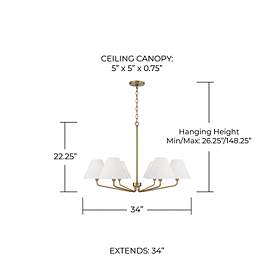 Image5 of Capital Lighting Chadwick 6 Light Chandelier 34" Aged Brass more views