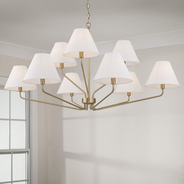 Image 1 Capital Lighting Chadwick 9 Light Chandelier 45" Aged Brass