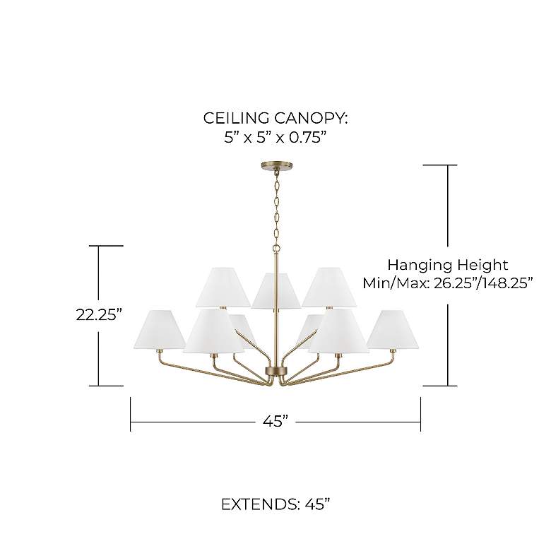 Image 5 Capital Lighting Chadwick 9 Light Chandelier 45" Aged Brass more views