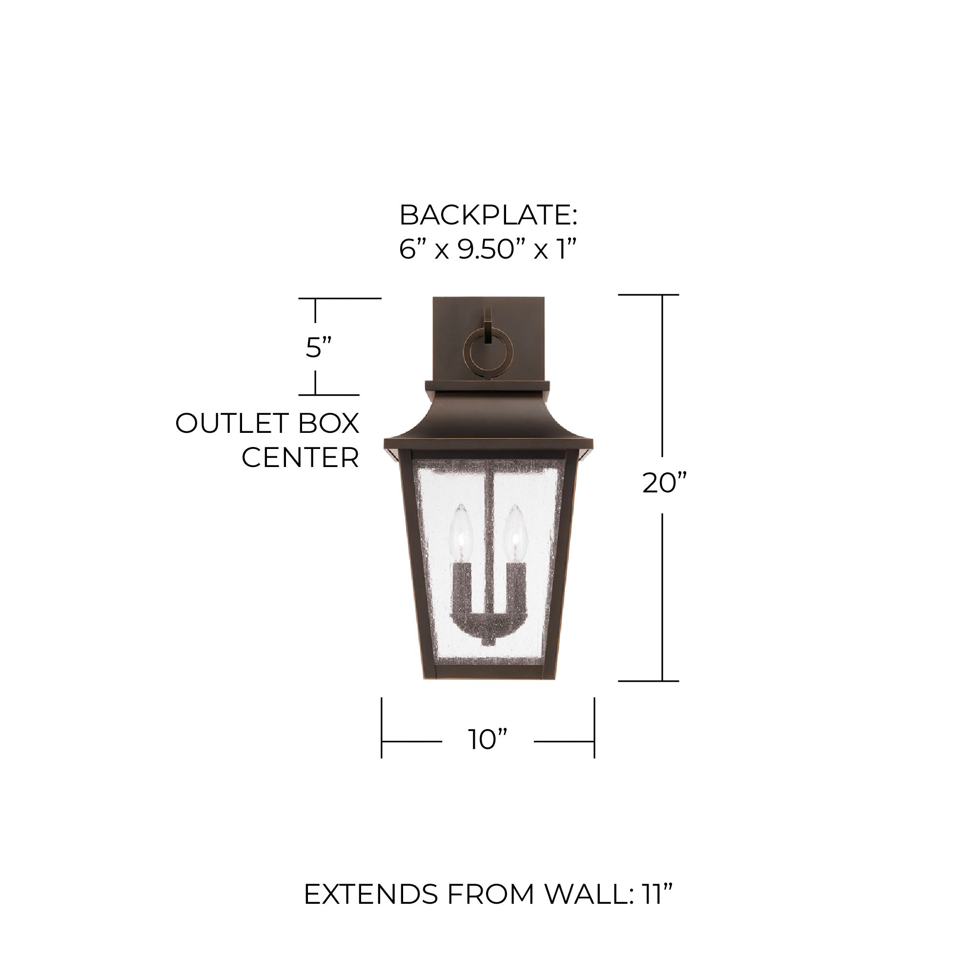 Capital Lighting Chandler 2 Light Outdoor Wall Lantern 10" Oiled Bronz