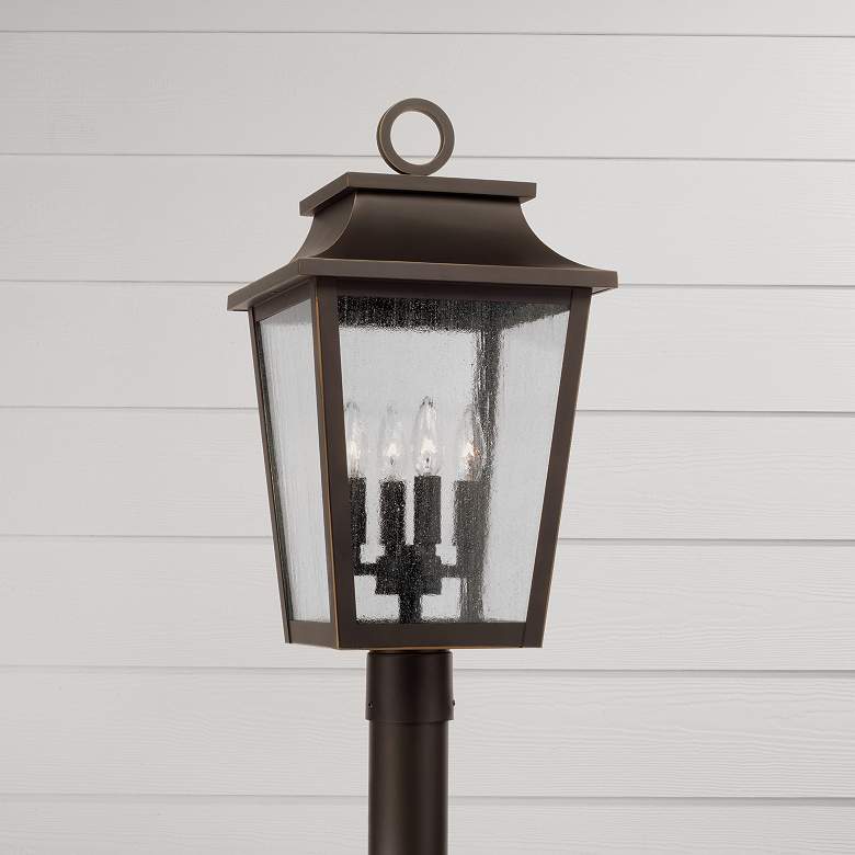 Image 1 Capital Lighting Chandler 4 Light Outdoor Post Lantern 12" Oiled Bronz