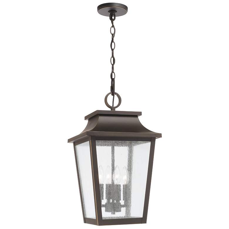 Image 2 Capital Lighting Chandler 4Light Outdoor Hanging Lantern 12" Oiled Bro