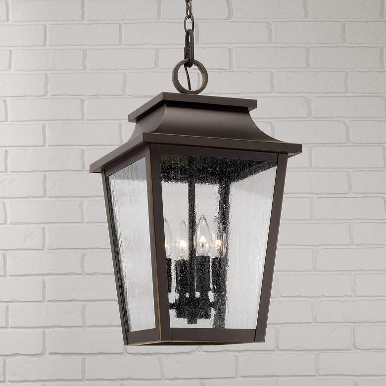 Image 1 Capital Lighting Chandler 4Light Outdoor Hanging Lantern 12" Oiled Bro