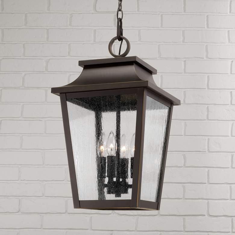 Image 3 Capital Lighting Chandler 4Light Outdoor Hanging Lantern 12" Oiled Bro more views