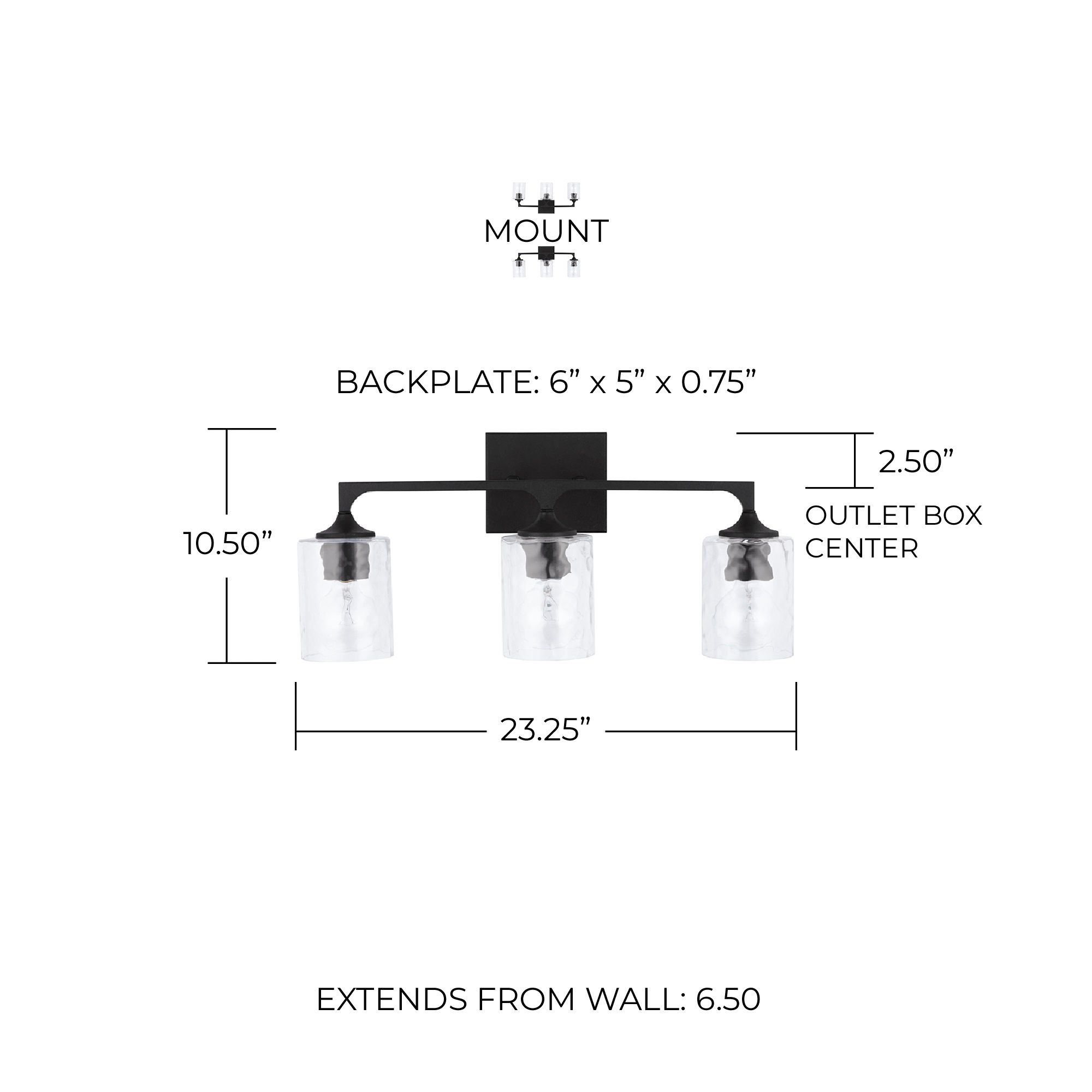 Image 7 Capital Lighting Clint 3 Light Vanity 23.25" Black Iron more views