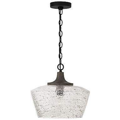Capital Lighting Clive 14" Carbon Gray Black Iron Glass Pendant Light