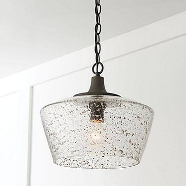 Capital Lighting Clive 14" Carbon Gray Black Iron Glass Pendant Light