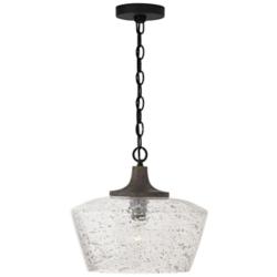 Capital Lighting Clive 14" Carbon Gray Black Iron Glass Pendant Light