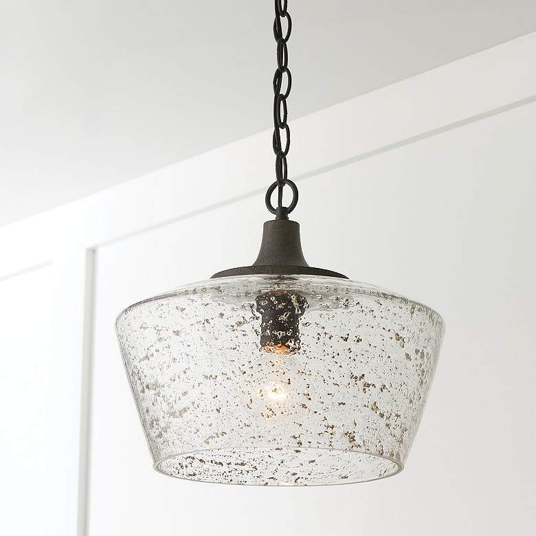 Image 1 Capital Lighting Clive 14" Carbon Gray Black Iron Glass Pendant Light