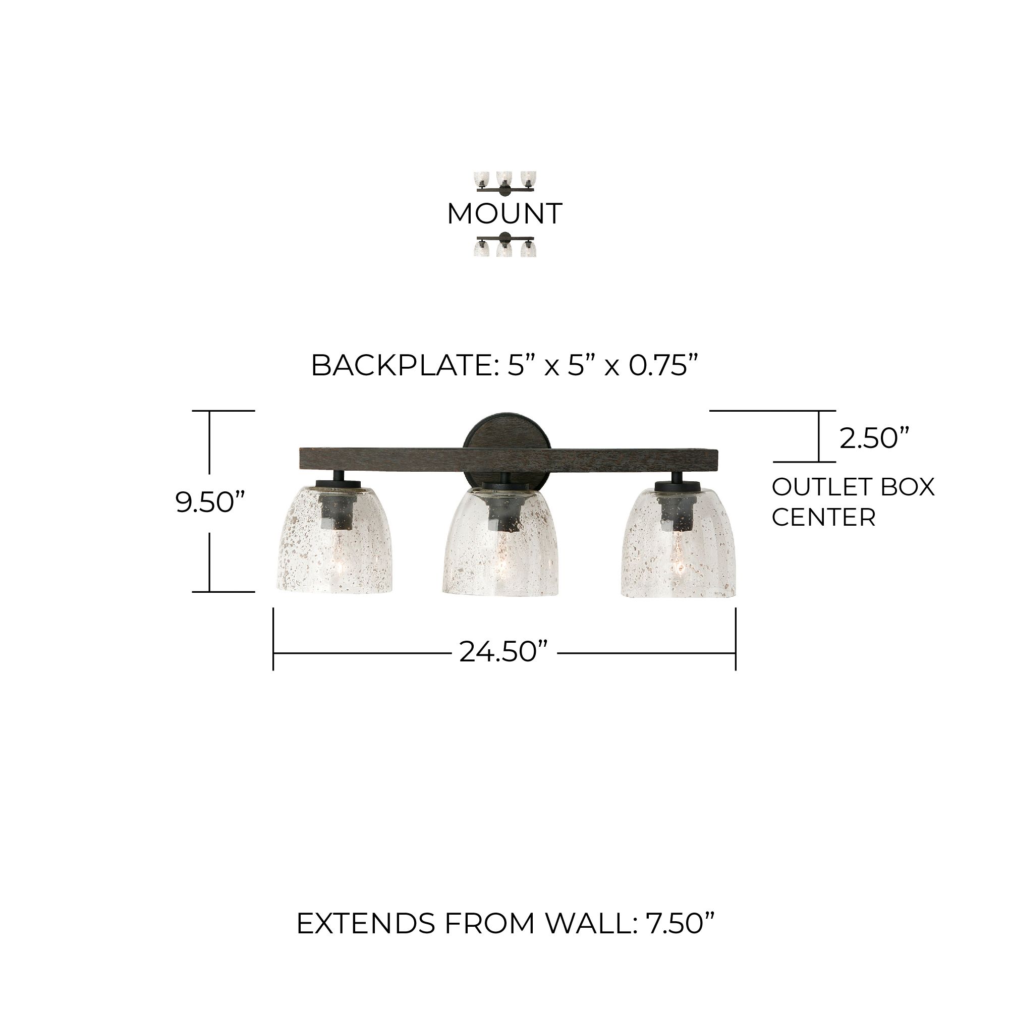Image 6 Capital Lighting Clive 3 Light Vanity 24.5" Carbon Grey and Black Iron more views