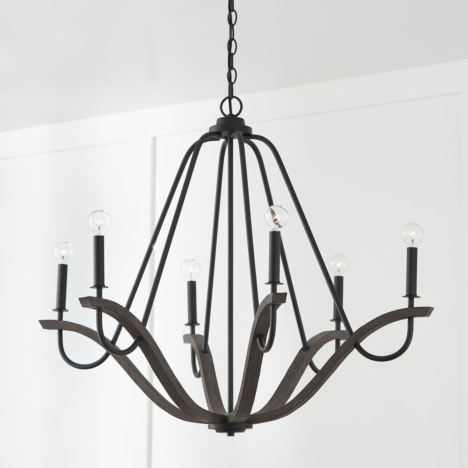 Image 3 Capital Lighting Clive 6 Light Chandelier 36" Carbon Grey and Black Iron more views