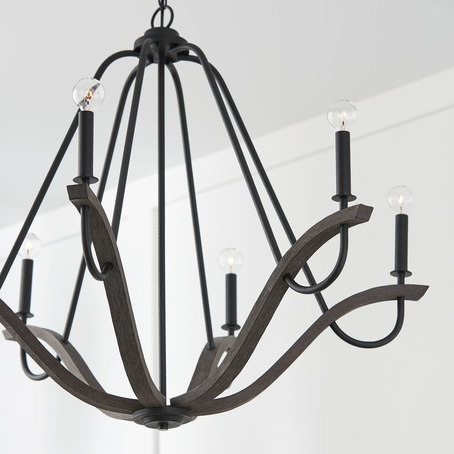 Image 4 Capital Lighting Clive 6 Light Chandelier 36" Carbon Grey and Black Iron more views