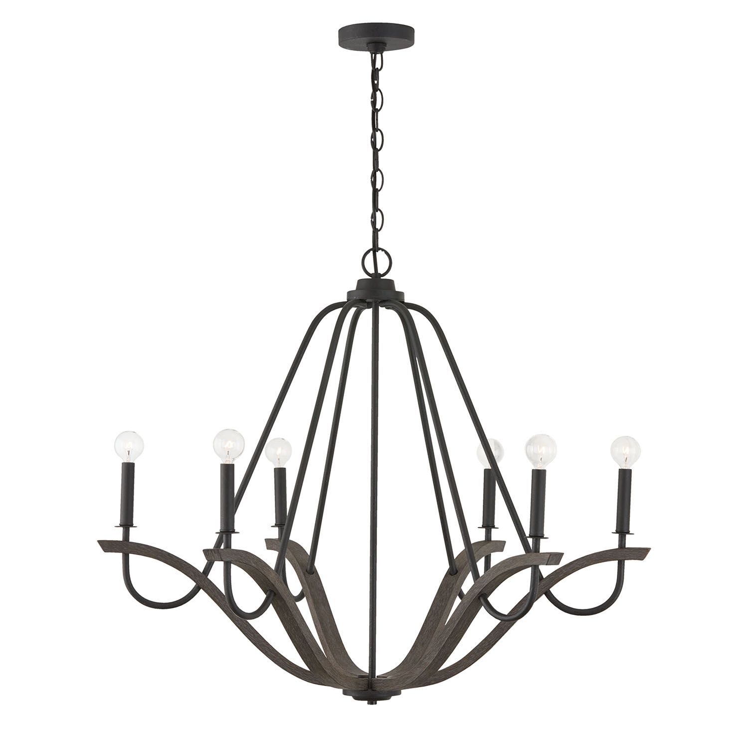 Image 5 Capital Lighting Clive 6 Light Chandelier 36" Carbon Grey and Black Iron more views