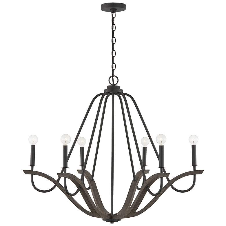 Image 2 Capital Lighting Clive 6 Light Chandelier Carbon Grey and Black Iron