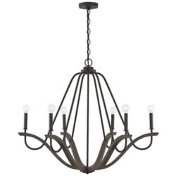 Capital Lighting Clive 6 Light Chandelier Carbon Grey and Black Iron