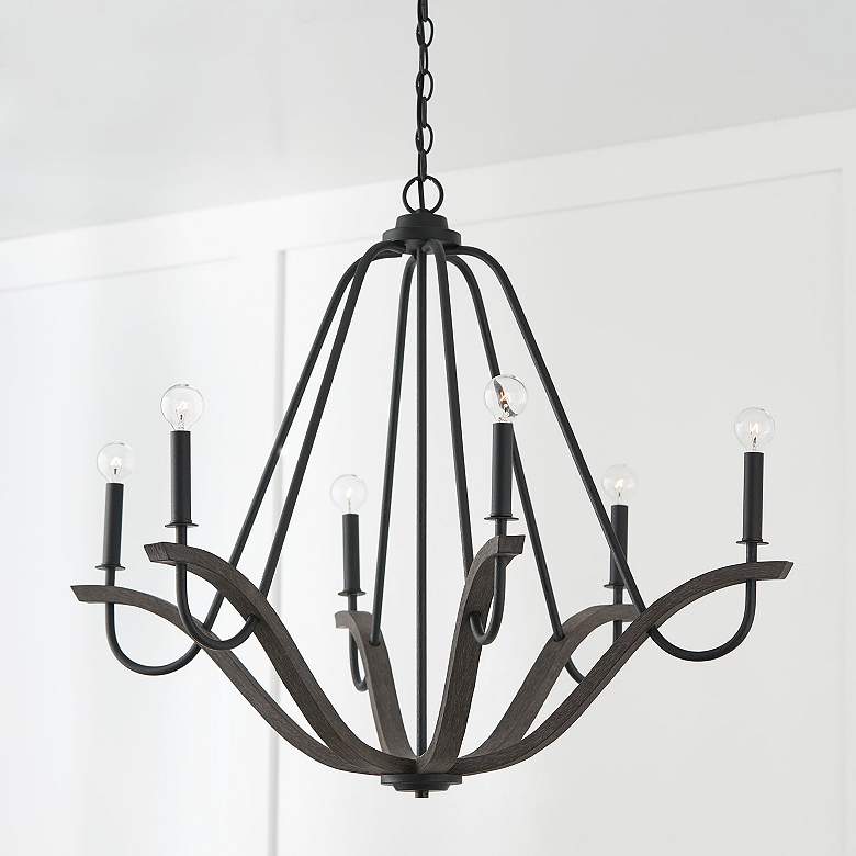 Image 1 Capital Lighting Clive 6 Light Chandelier Carbon Grey and Black Iron