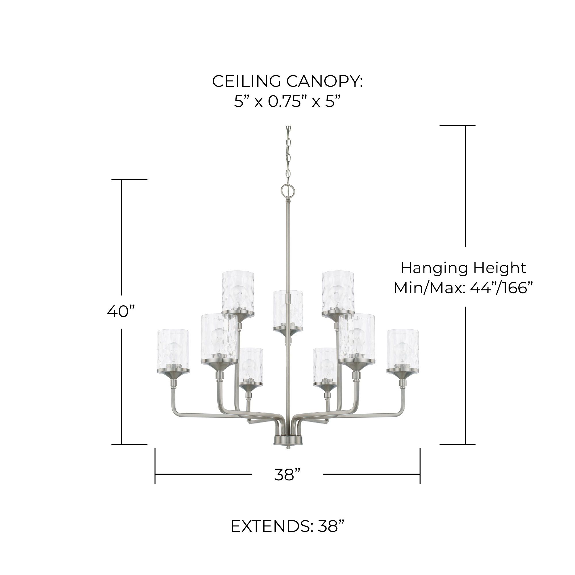 Image 2 Capital Lighting Colton 38" Nickel and Glass Tiered 9-Light Chandelier more views
