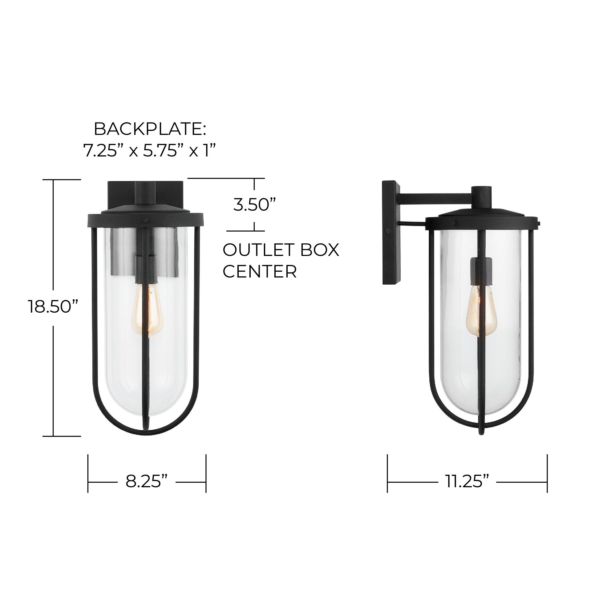 Capital Lighting Corbin 1 Light Outdoor Wall lantern 8.25" Black