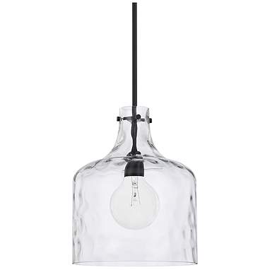 Capital Lighting Crawford 11 3/4" Black and Dimpled Glass Pendant