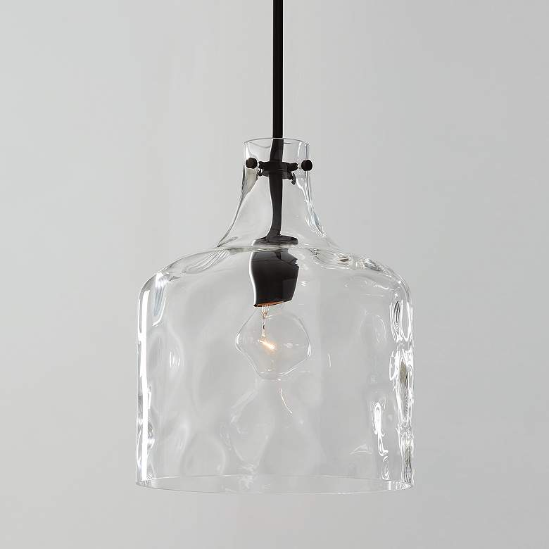 Image 1 Capital Lighting Crawford 11 3/4" Black and Dimpled Glass Pendant