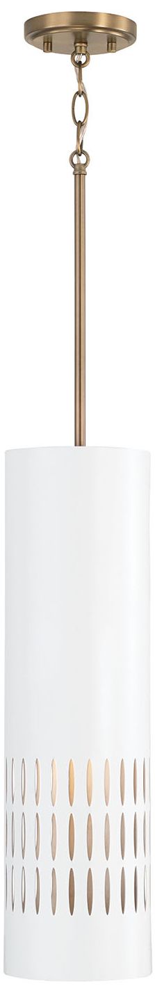 Capital Lighting Dash 1 Light Pendant 6.25" Aged Brass and White