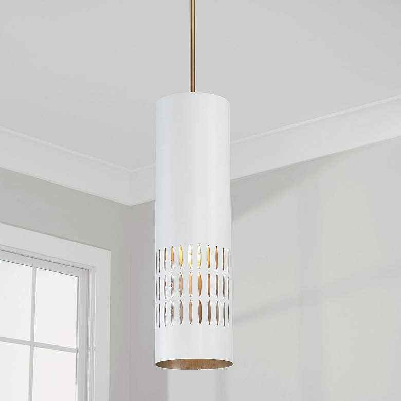 Image 1 Capital Lighting Dash 1 Light Pendant Aged Brass and White