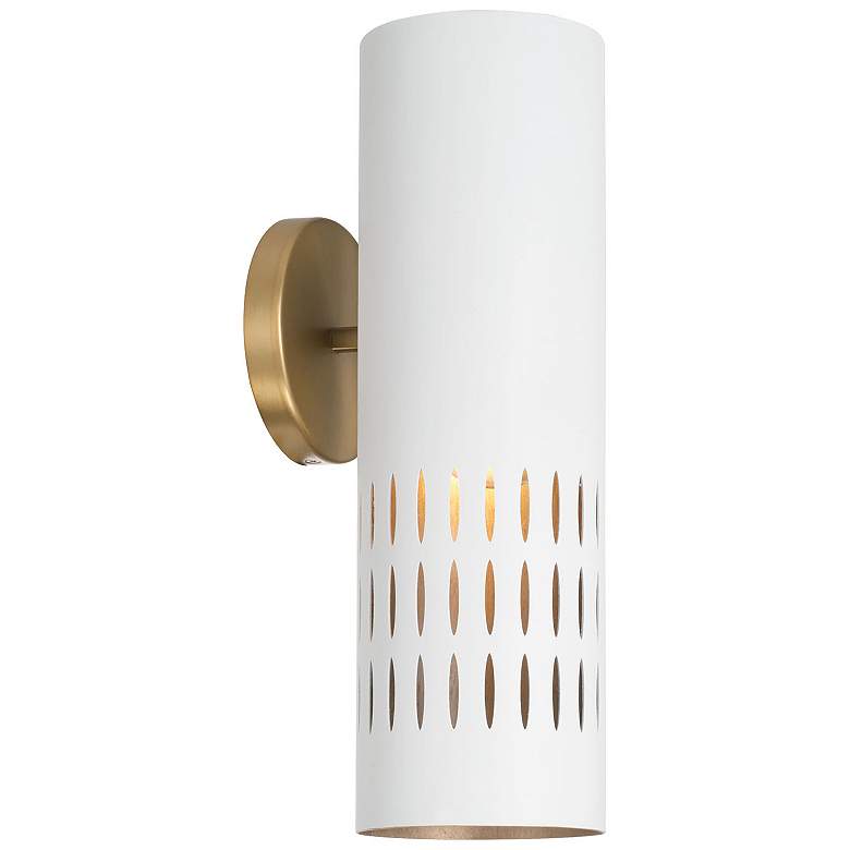 Image 1 Capital Lighting Dash 1 Light Sconce Aged Brass and White