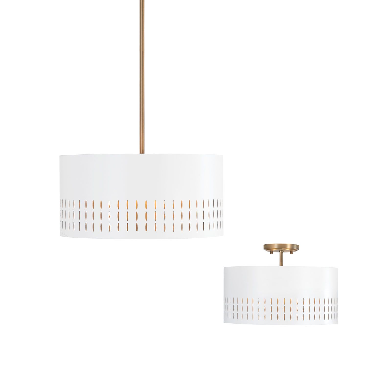 Image 4 Capital Lighting Dash 3 Light Semi Flush 15.5" Aged Brass and White more views